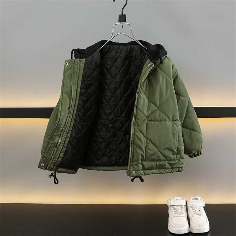 Boys Coat Cotton Jacket Windbreak Outerwear 2024 Black Winter Autumn Thicken Warm Cotton Christmas Gift Childrens ClothingXJ241214