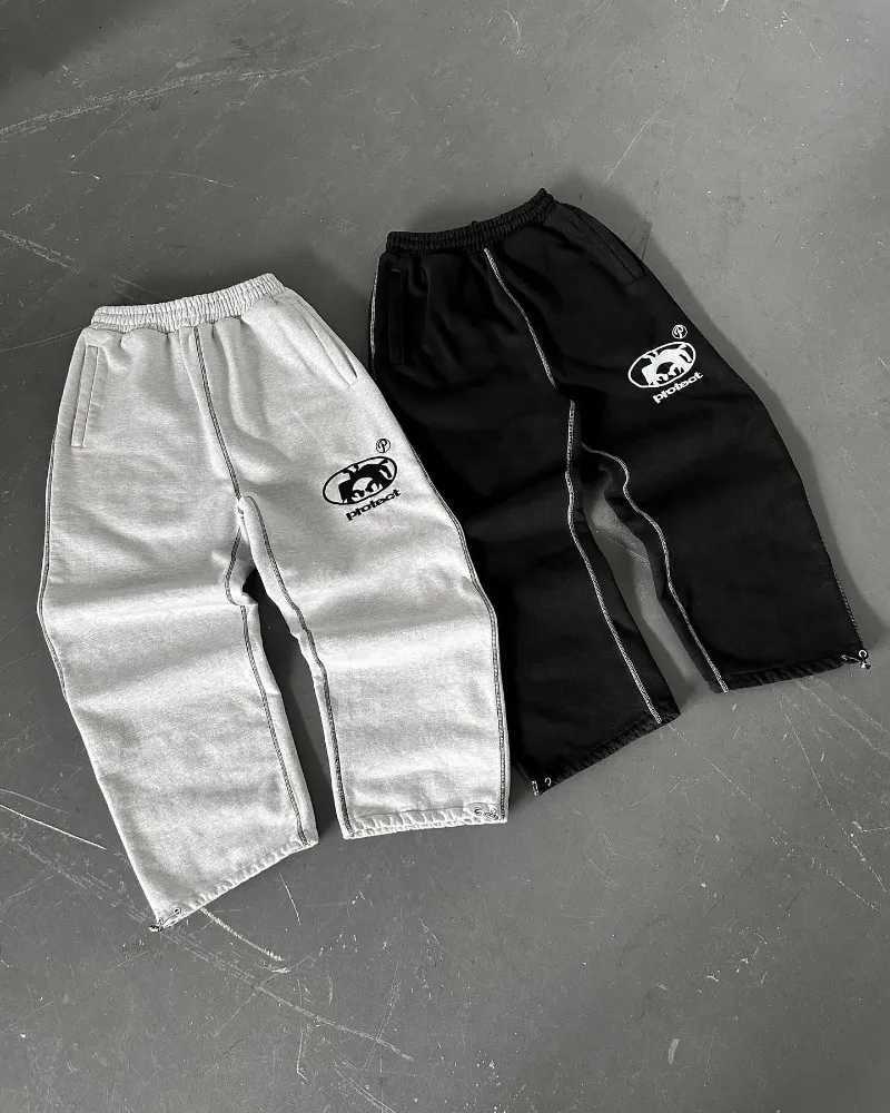 American Retro Embroidered Letter Pattern Sweatpants Mens Y2K Street Hip Hop Loose Fashion Casual High Waist Sweatpants Womens X2503191