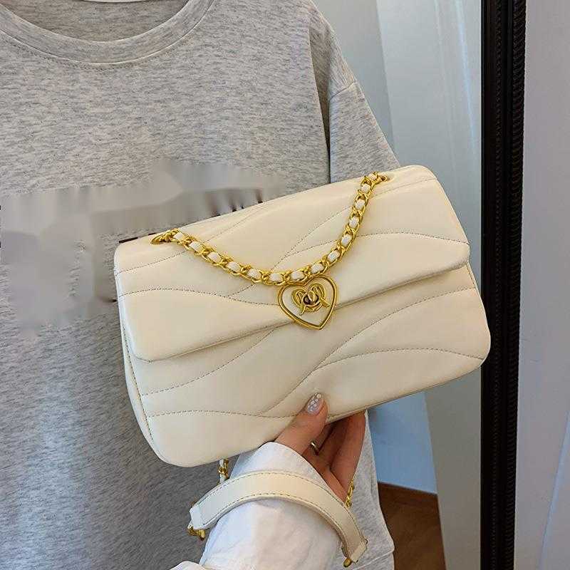Premium texture heart embroidered small square bag niche light luxury design new summer chain shoulder crossbody bag