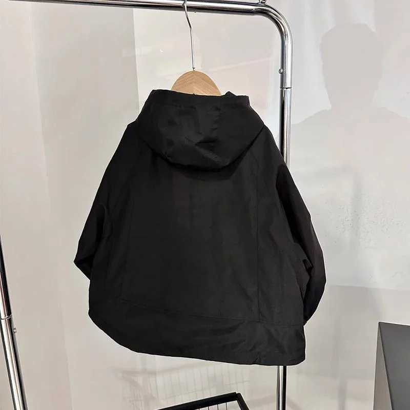 Boys Coat Jacket Cotton OuterwearWindbreak 2024 Black Spring Autumn Overcoat Sport Teenagers Childrens Warm ClothingXJ241214
