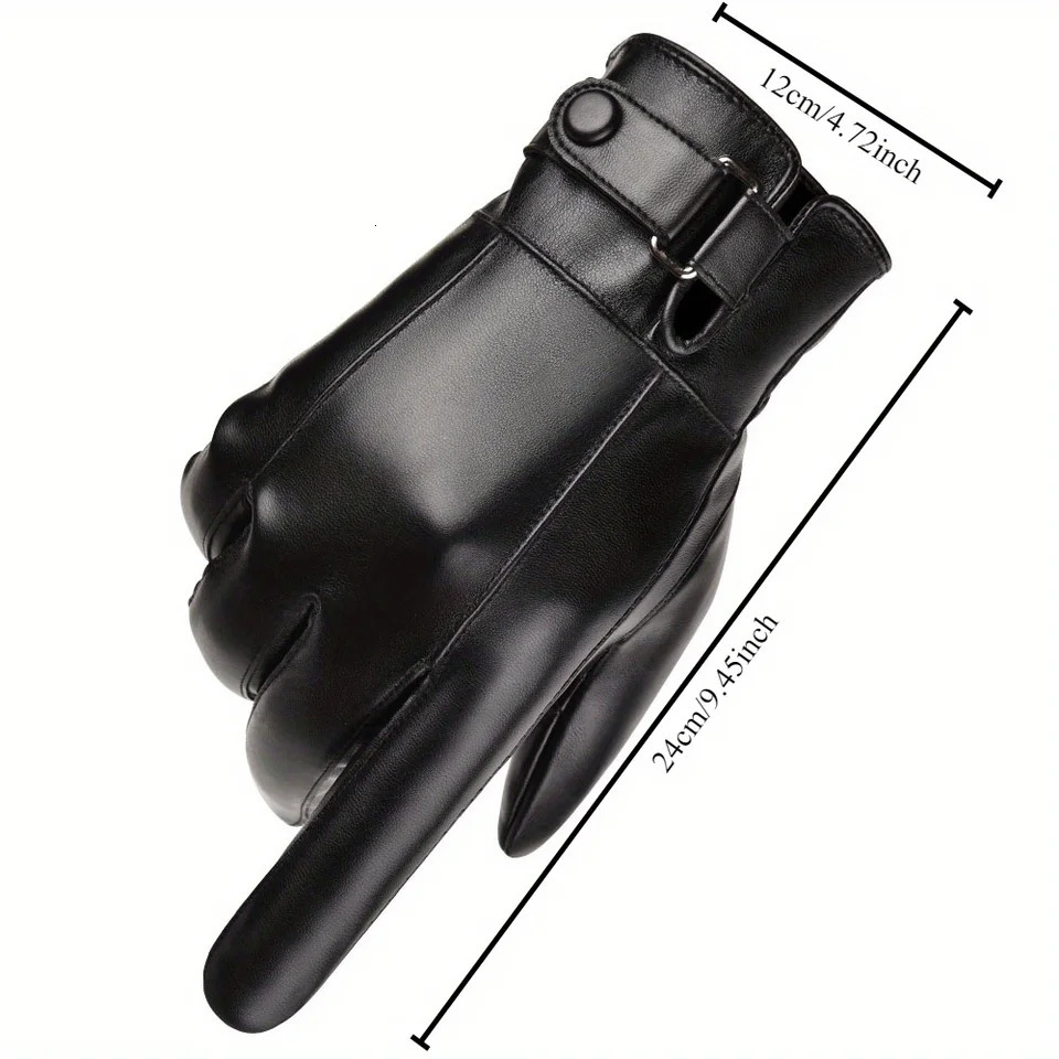 Mens winter gloves genuine leather outdoor cycling black sheepskin warm driving motorcycle 241212