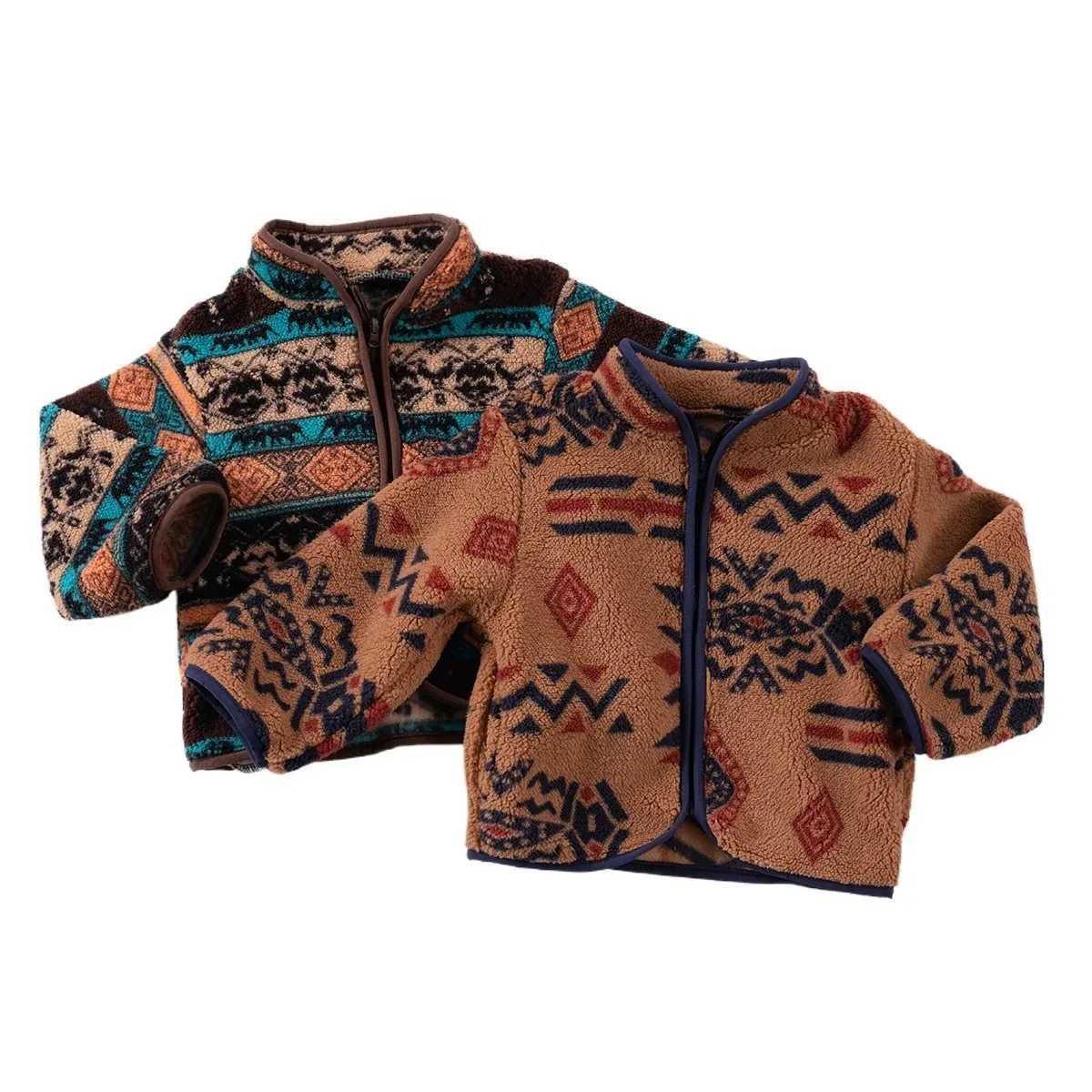2024 Toddler Autumn New Zip Jacket Children Fashion Retro Ethnic Sle Pattern Thickened Warm Coat Daily Casual ClothingXJ241214