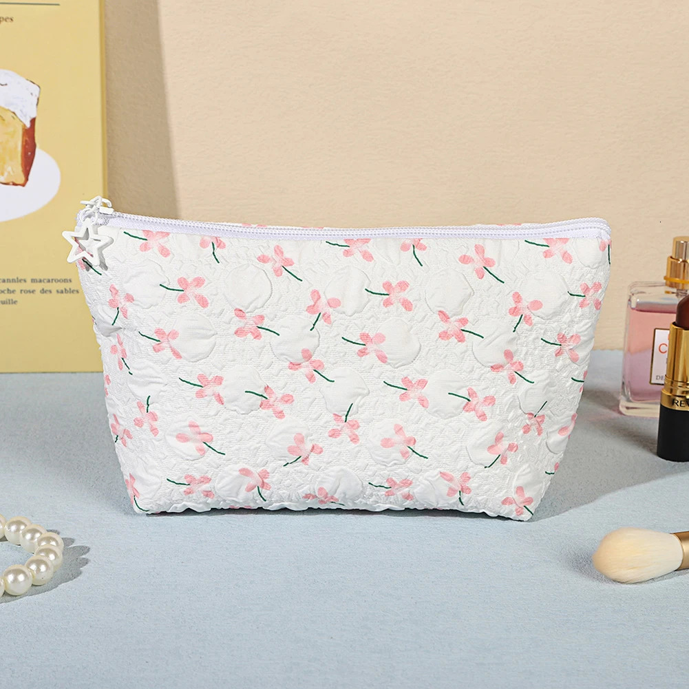 3Pcs Floral Makeup Bag Makeup Storage Bag Large Capacity Cosmetic Holder Bag Aesthetic Portable Cosmetic Pouch Soft Toiletry Bag 241212