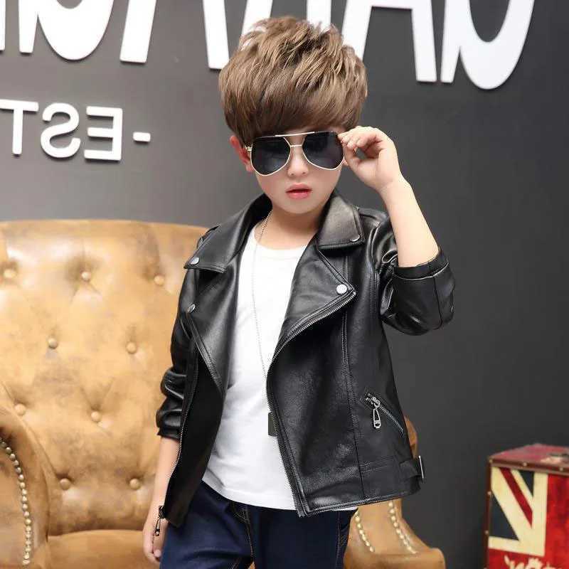3-12 years old Girls faux leather Jacket Children PU Coat Long Sleeve Zip Belt Locomotive Jacket Slish Teen Kids Boys JacketsXJ241214
