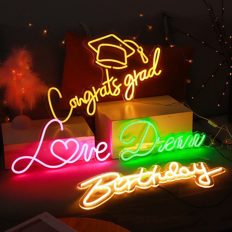 Indoor Neon LED Lamp for Home Decor - Multi-Color, Rechargeable via Battery or USB