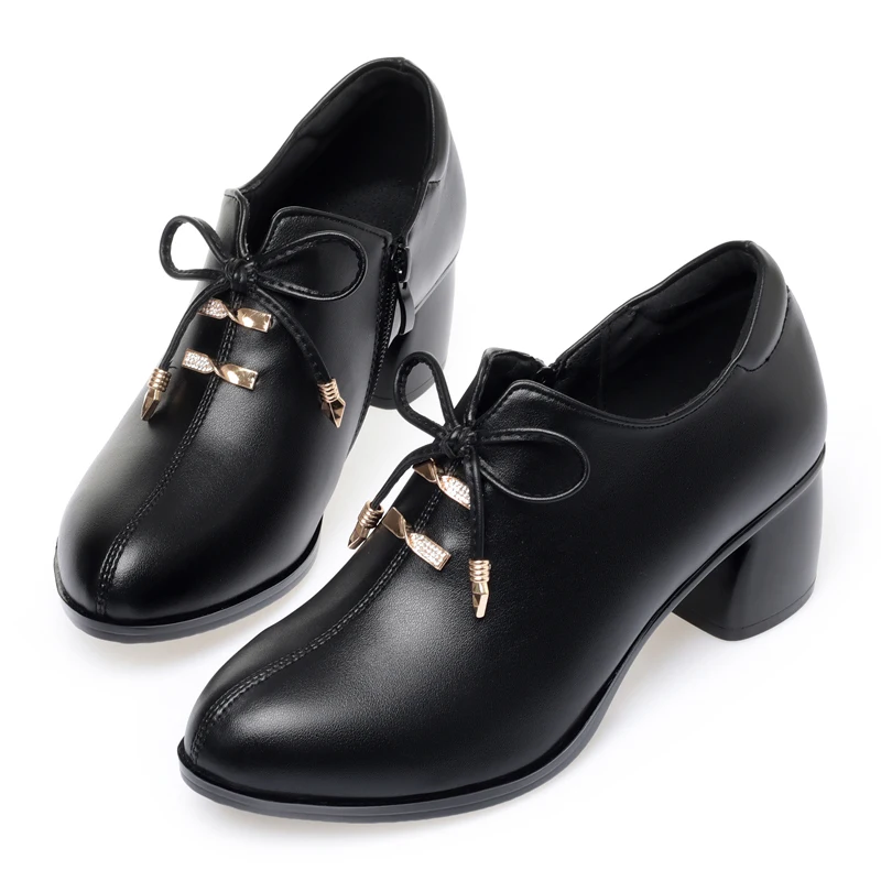 AIYUQI Women Fashion Shoes Genuine Leather Mid-heel Women Spring Shoes Formal Wear Business Large Size Women Dress Shoes