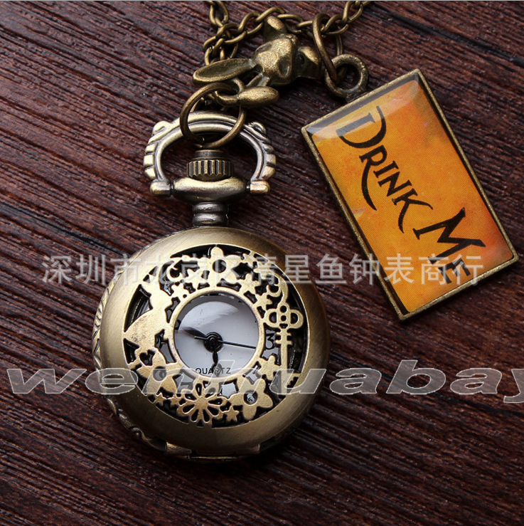 Metal alloy drift bottle wishing bottle small tea creative gift pocket watch thickness 10mm not waterproof ordinary glass mirror 010