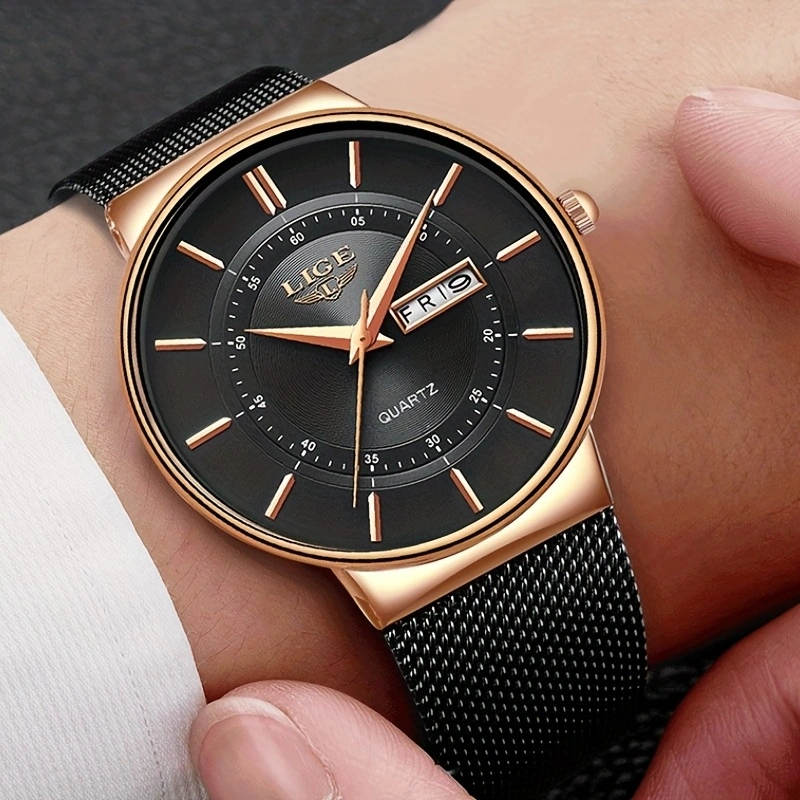 LIGE 2024 Luxury Men Watches Waterproof Ultra Thin Date Clock Male Steel Strap Casual Quartz Watch Men Sports Wrist Watch