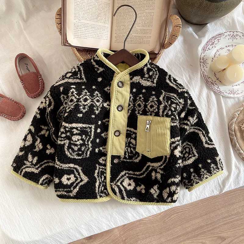 Children Winter Jacket Autumn Winter Boys Thick Cotton-padded Outerwear Fashion Warm Lamb Wool Coat Top Versatile Kids ClothesXJ241214