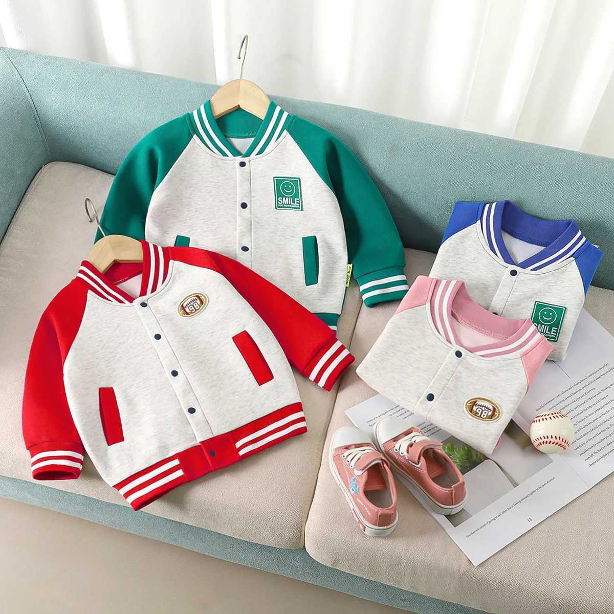 New Children Baseball Jersey Fall Coat Casual Kids Comfy Fit Sport Sweatshirt Jacket Varsi Boy Girl Team Uniform Cardigan TopsXJ241214