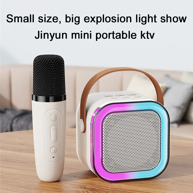 New K12 Karaoke Machine Portable Bluetooth Speaker With 1-2 Wireless Microphones HiFi Family Singing Loudspeaker Children's Gift Long Standby