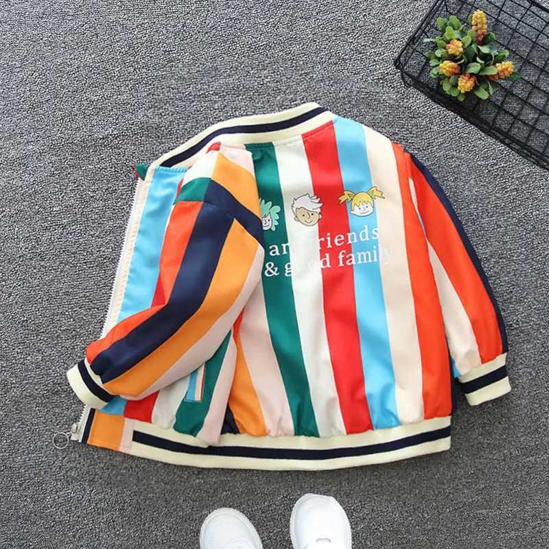 2024 Spring and Autumn Boys Casual Letter Stripe Long sleeved Round Neck Zipper Coat Childrens Clothing 1-8YXJ241214
