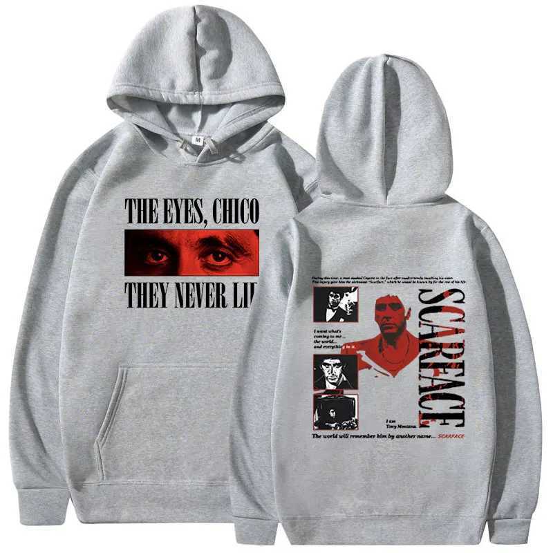 Classic Gangsters Movie Scarface Hoodies Tony Montana Al Pacino Hooded Sweatshirts Men Women Vintage Gothic Oversized Pullovers X2412161
