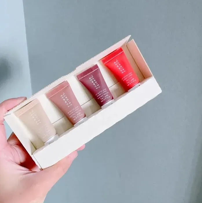 New Make up Summer Fridays gloss 4pcs Lipgloss 5g set Mini Makeup Gift Box Moisturize Smooth Oil Jelly Lipsticks Beige Vanilla Brown Sugar 4 colors Ki