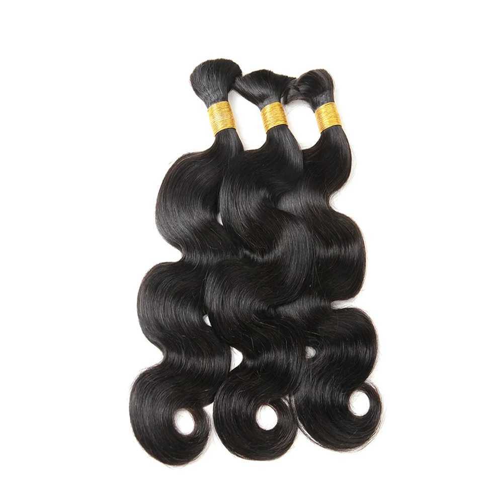 Body Wave No Weft Braids Human Hair Extensions Bulk Human Hair Bundles 16-26 Natural Black Virgin Hair Bulk For BraidingXJ241216