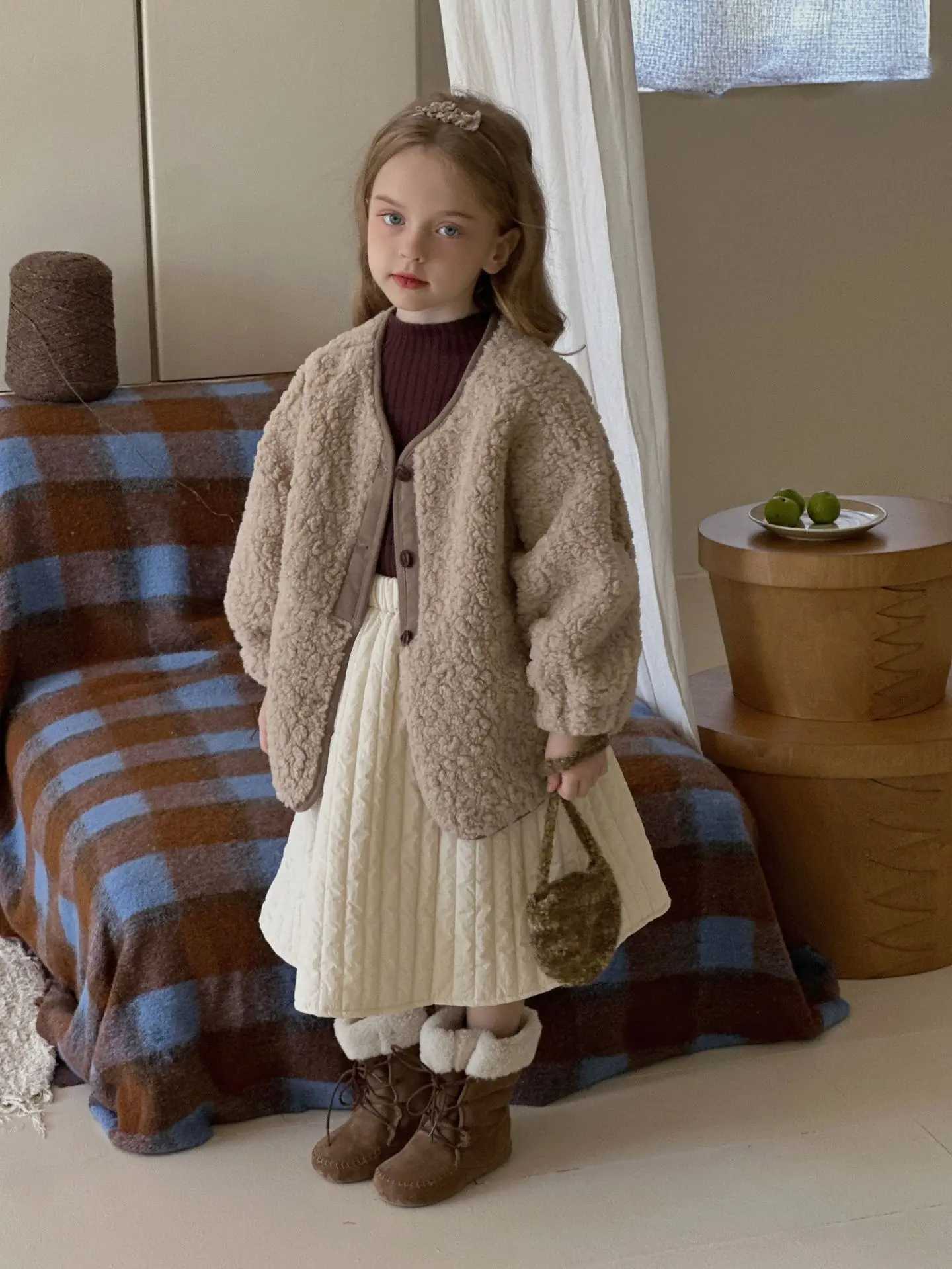 MILANCEL Childrens Fleece Coat 2-7 Y Spring Autumn Korean Sle Girls Loose Coat Kids Thick Casual Outwear Girls ClothingXJ241214
