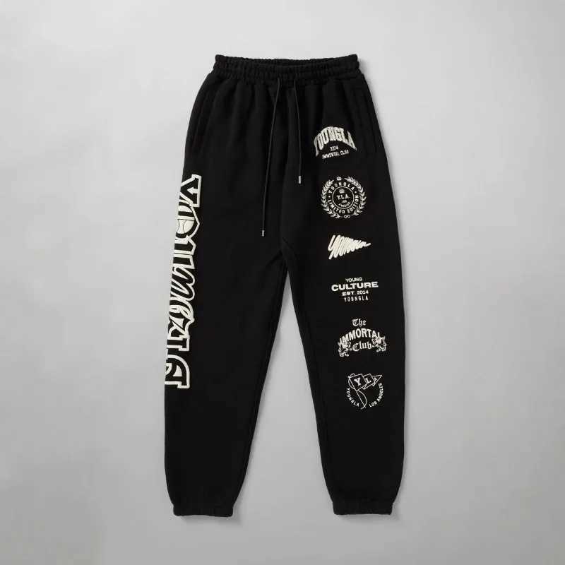 Fashionable mens sports pants gym sports and leisure pants pure cotton printed bouncing foot pants autumn and winter X241216