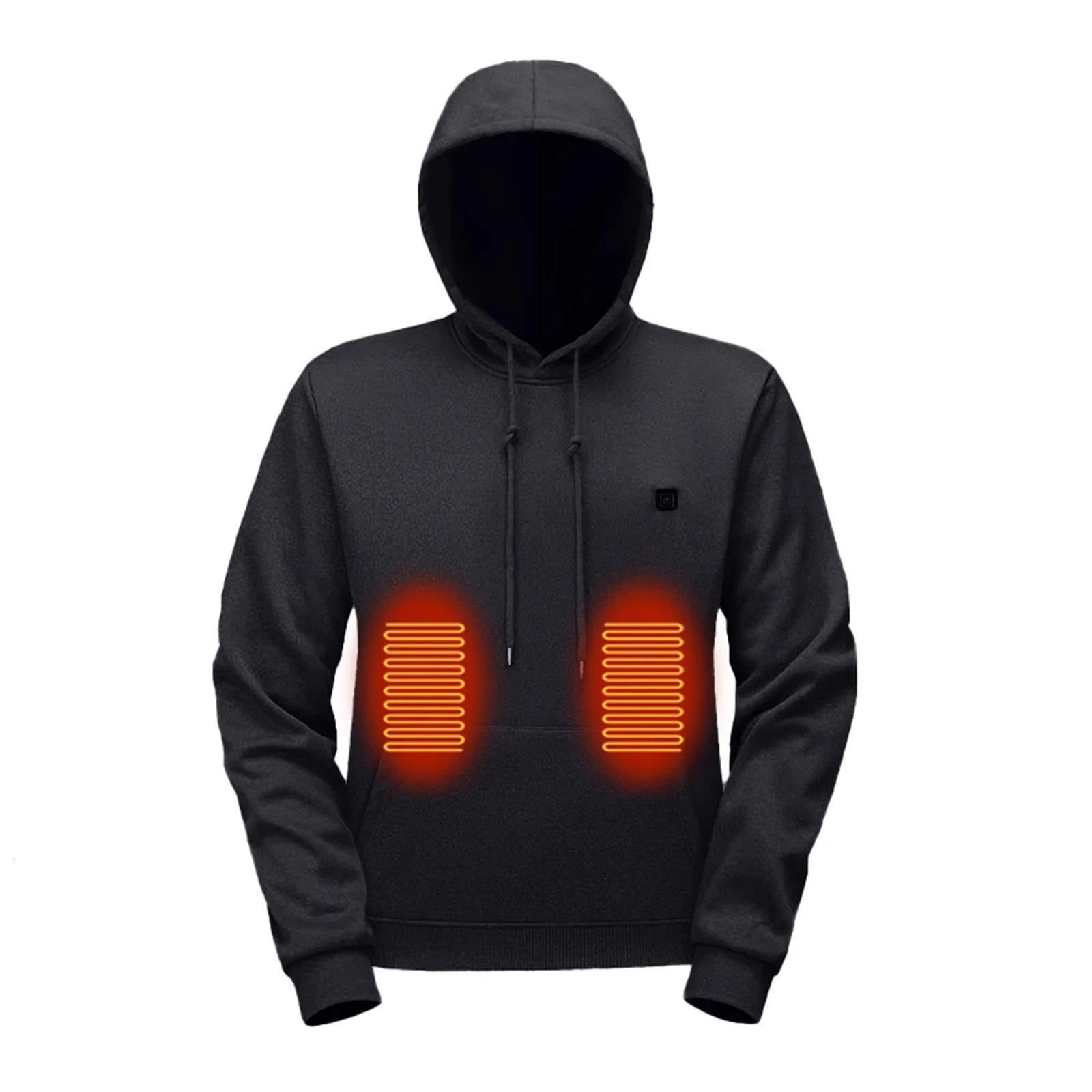Mens solid color heated hooded sweatshirt with intelligent heating electric heating constant temperature warm and thick hooded sweatshirt 241214