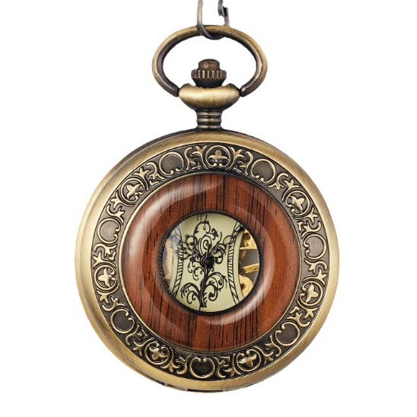 Vintage Deluxe Wooden Rim Bone Large Pocket Watch Vintage Roman Numerals Dial Diameter 40.5mm Thickness 10mm Manual Mechanical Pocket Watch 003