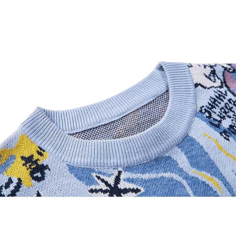 Harajuku Japanese Anime Graphic Sweater Men Hip Hop Streetwear 2021 Autumn Oversize Pullover Sweater for Men Fashion SweatersXJ241216