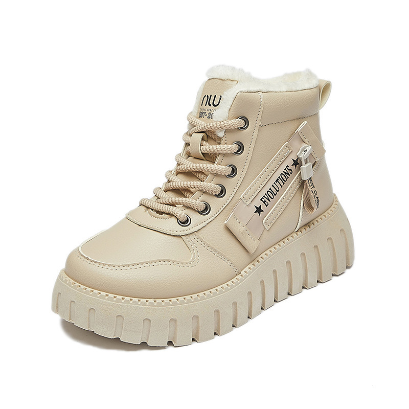 Fashionable velvet Martin boots for women 2024 winter new casual thick sole height increasing student warm motorcycle boots WS820
