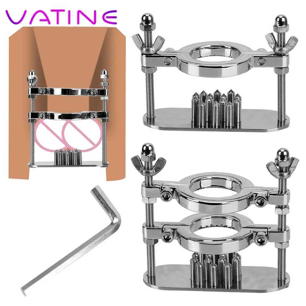 Cockrings Male Chastity Testicle Clamp Metal Spike Penis Ring Clamp Cock Ring Stretcher Scrotum Stimulation Lock Training Device z241216