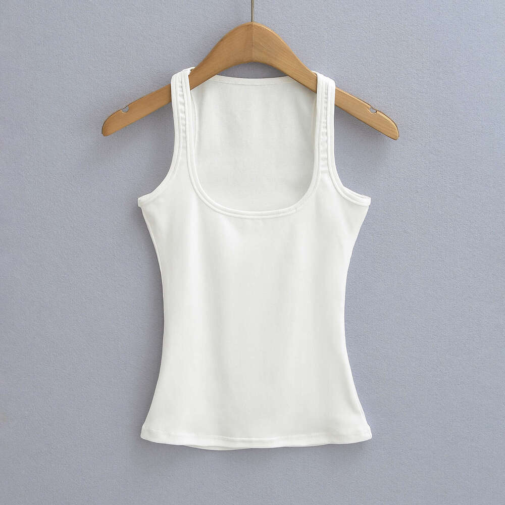 Versatile Pure Desire Square Neck Solid Color Bottom for Women's Summer Outfit Slim Sleeveless Strap Tank Top 2024 New Casual Fashion Trendy Clot