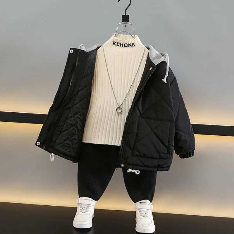 Boys Coat Cotton Jacket Windbreak Outerwear 2024 Black Winter Autumn Thicken Warm Cotton Christmas Gift Childrens ClothingXJ241214