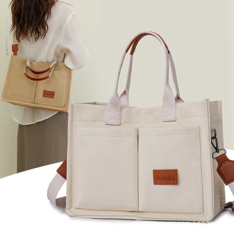 canvas bag women's Korean version fashionable large capacity single shoulder crossbody bag tote bag hard bottom three-dimensional women's ba
