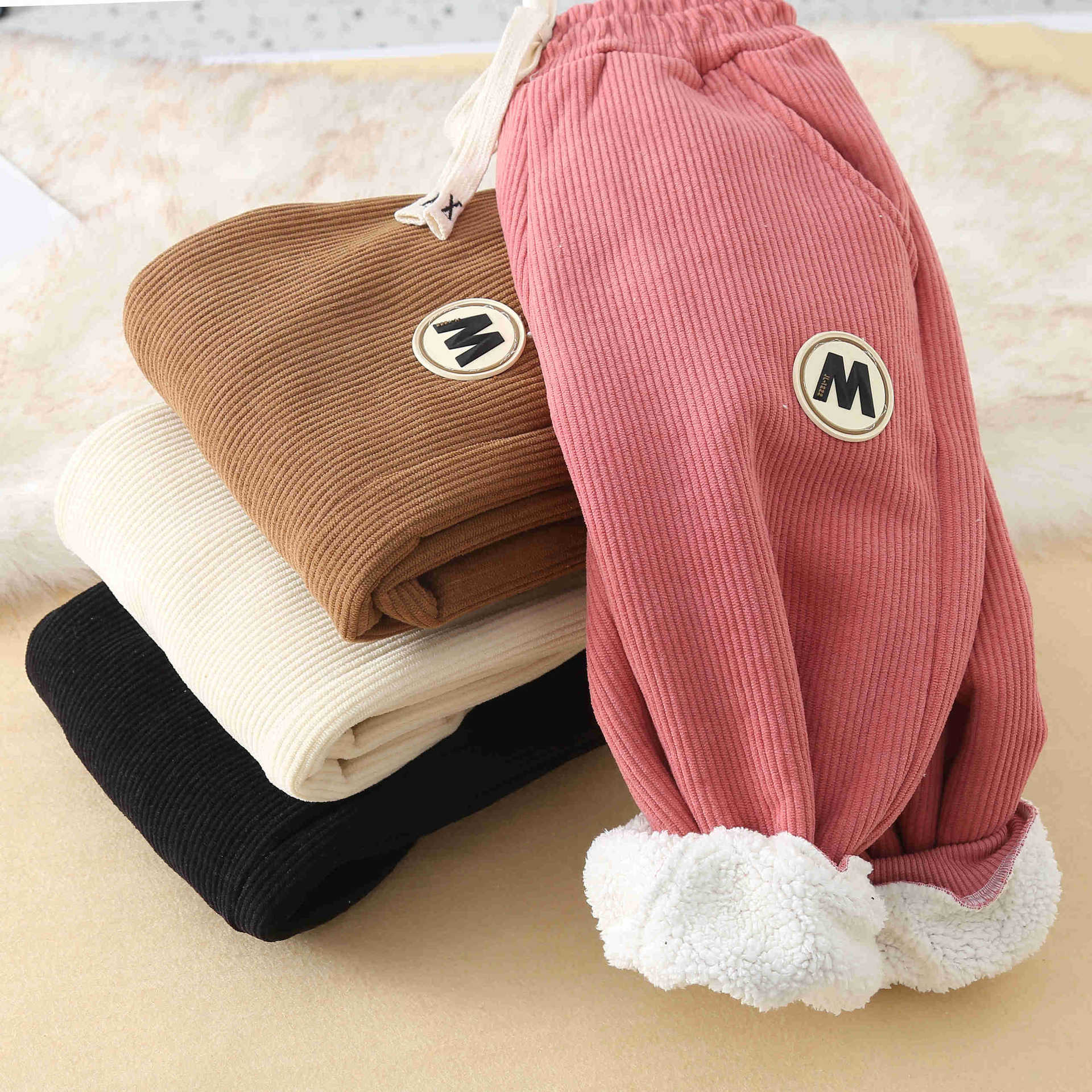 Trousers Winter Childrens Fashionable And Thickened Warm Casual Pants With Wool For Boys Girls Lamb Sports Drop Delivery Baby, Kids M Otefp