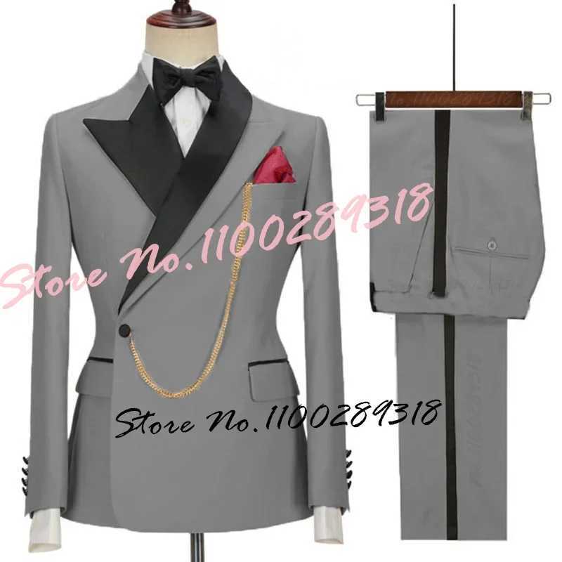 2024 Latest Designs Luxury Men Suit Set Slim fit Groomsmen Groom Wedding Dress Tuxedos Costume Homme Mariage 2PCS(Blazer+Pants) W241216