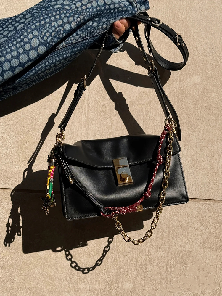 Women's Crossbody - Soft Leather, Gold Style, Designer Shoulder Bag For Trendy Looks