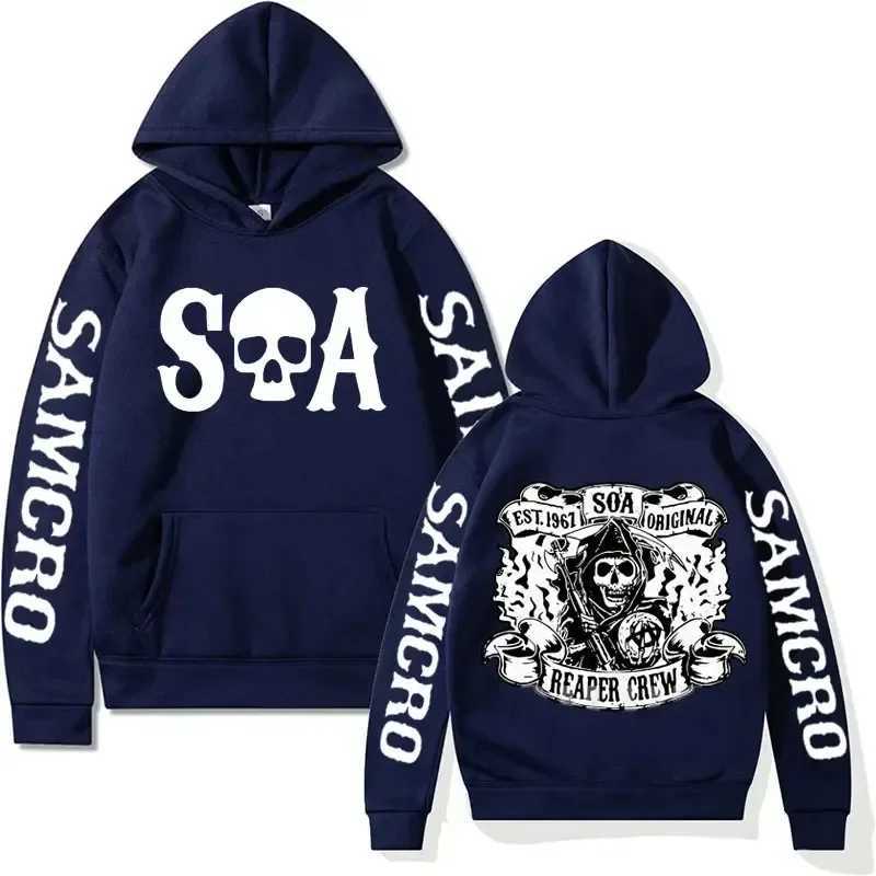 Sons of Anarchy SAMCRO Mens Graphic Hoodie Rock Punk Sportswear Mens Harajuku Trend Retro Super Large Hoodie X241216