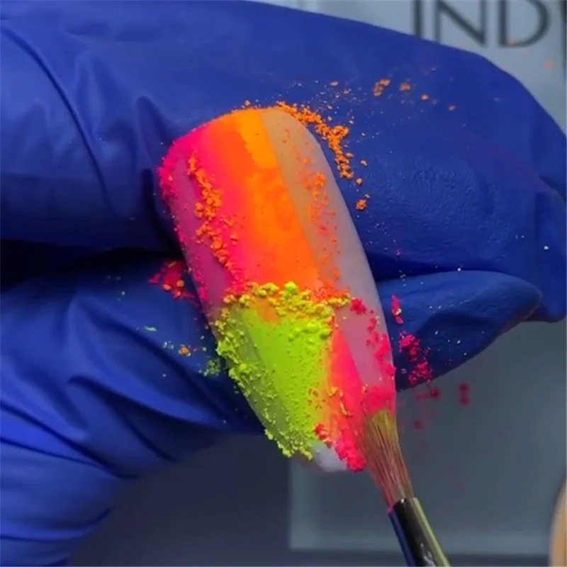 2013 Neon Phospholipid Pigment Powder Set 12 pieces Fluorescent Nail Flash Chrome Gradient Effect Ombre Friction Dust 241213