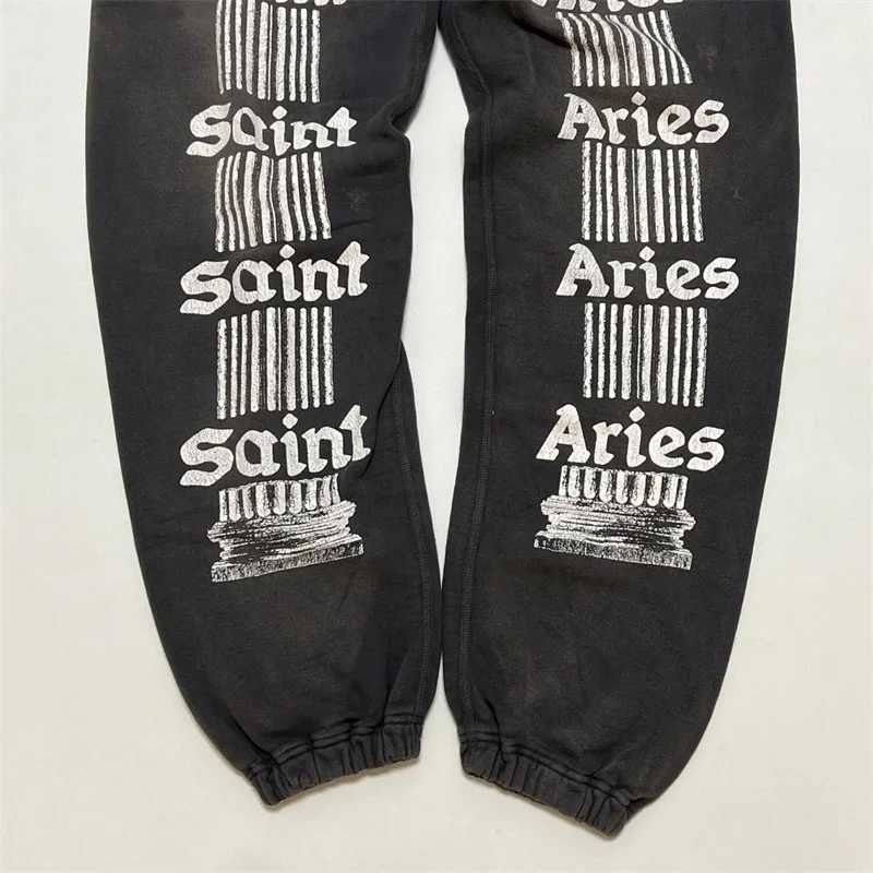 2024 SS Black Wash Saint Michael Aris Mens Sports Pants 1 1 Best Quality Jogger Sportswear Set X241216