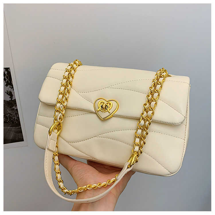 Premium texture heart embroidered small square bag niche light luxury design new summer chain shoulder crossbody bag