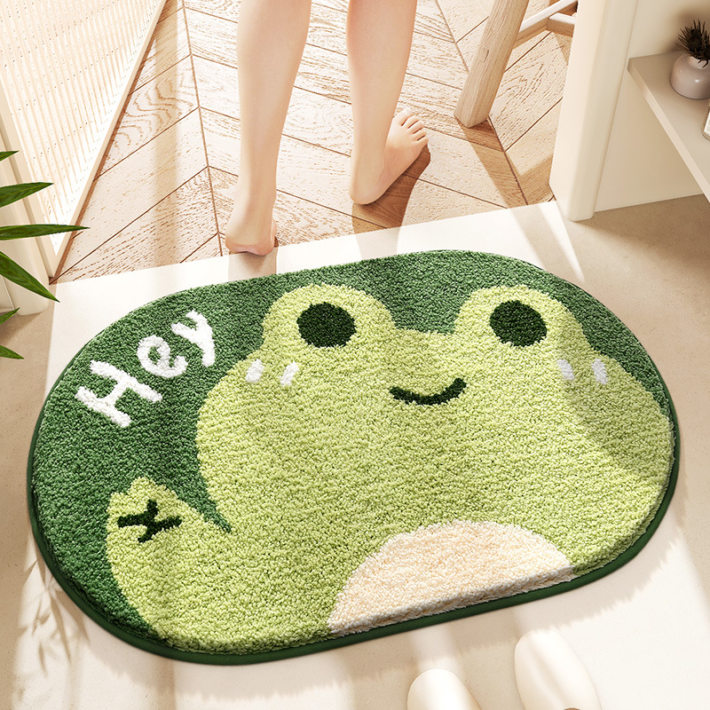 Cartoon animal bathroom anti slip mat, quick drying foot mat, household bathroom floor mat, strong absorbent plush carpet