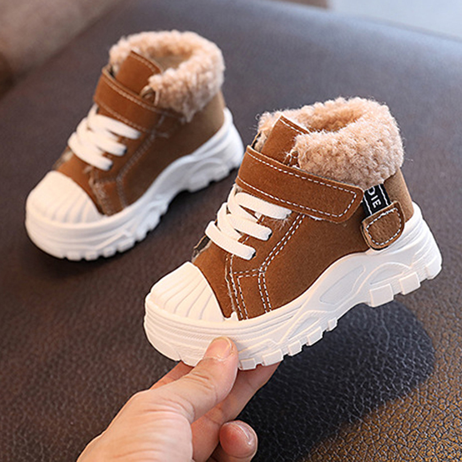 Children Warm Boots Winter New Boys Plus Thicken Velvet Cotton Shoes Happysteps Girls Waterproof Short Boots Baby Infant Cotton Boots Size US 5C-12.5C