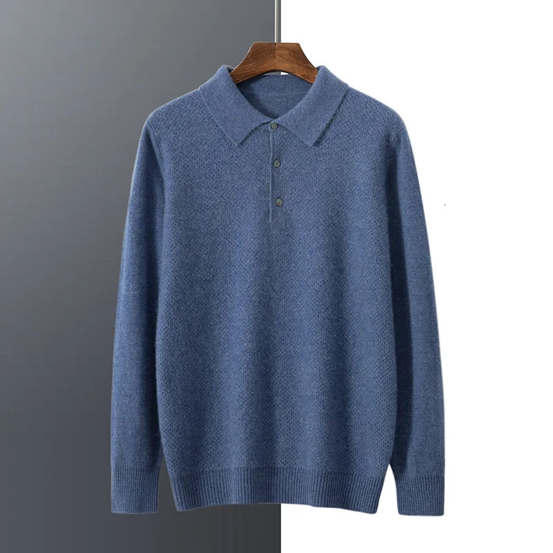 Zocept Fashion polo neck mens sweater autumn and winter loose casual soft cashmere knitted with floral pattern 241211