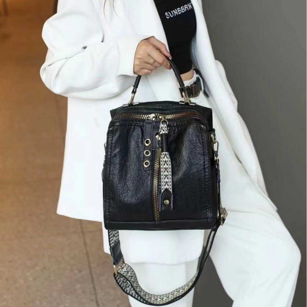 Multi functional shoulder crossbody bag for women fashionable soft leather handbag, high-end feel backpack, casual backpack 241215