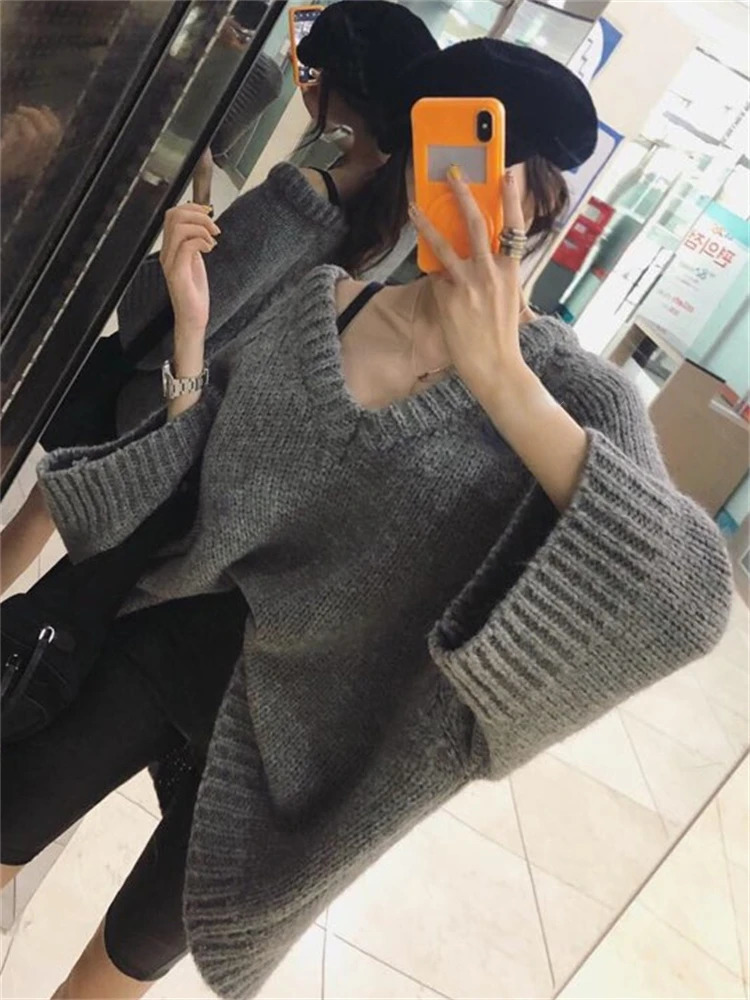 Womens sweaters with winter floral patterns oversized knitted tops vintage long sleeves autumn womens jackets warm pull 241211