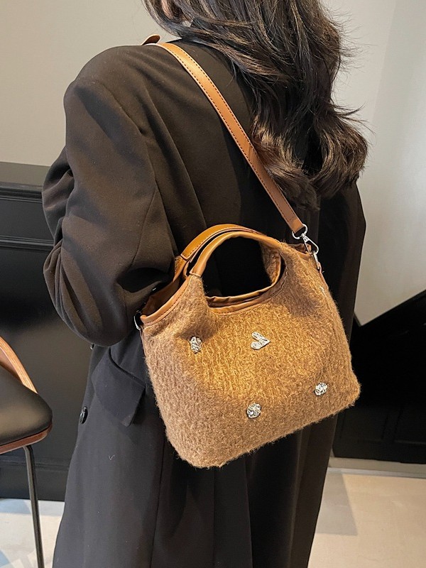 Women Shoulder Bag Niche Woolen Bag New Fashion Versatile Crossbody Bag Handbag Daily Trendy Triple Black Brown Grey Free shipping