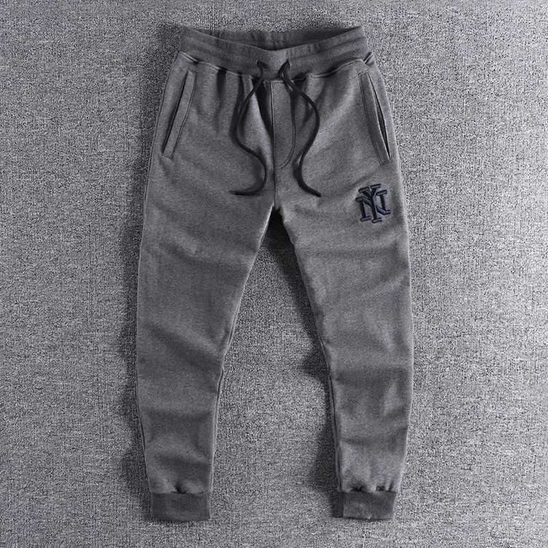 Autumn American Retro Letter Embroidered Sweatpants Mens Fashion Loose Elastic Waist Drawstring Sports Casual Ankle-tied Pants X2503191