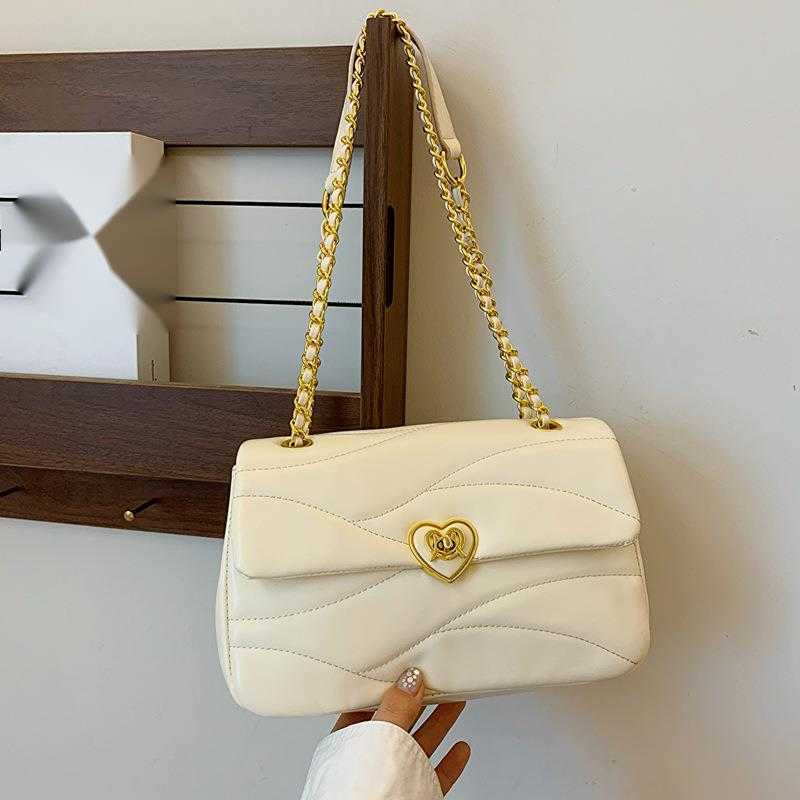 Premium texture heart embroidered small square bag niche light luxury design new summer chain shoulder crossbody bag
