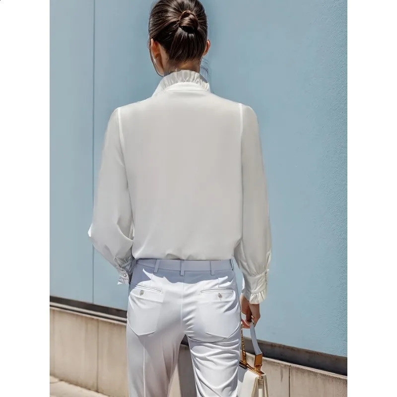 OL Ladies Comfortable Latest Office Womens Work Commuting Tops European American Famale Shirts Ruffles Elegant Fashion Blouse 241213