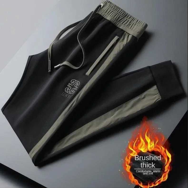 Mens winter clothing 2022 cashmere brushed fashion luxury training track suit bottom sports pants sports pants mens sports pants X241216