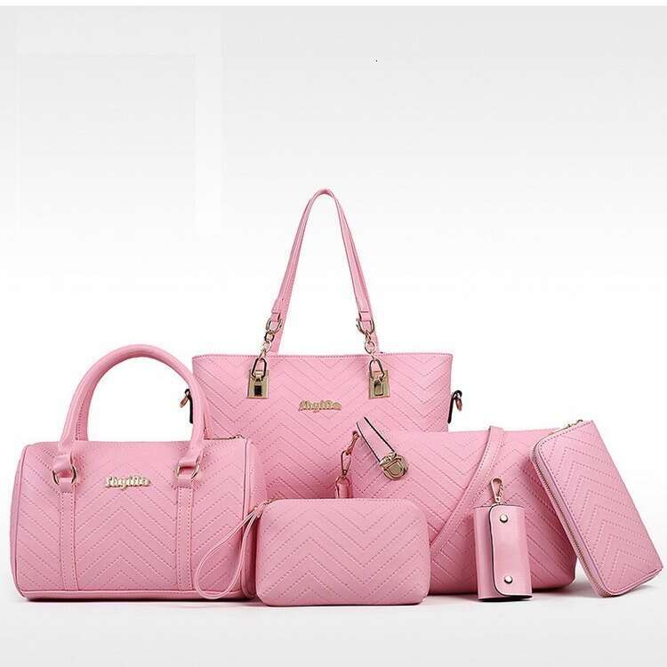 Handbags for Women Ladie Shoulder Bags Version Trendy Embroidery Thread Crossbody Shoulder Hand-Held Bags Six Piece Set