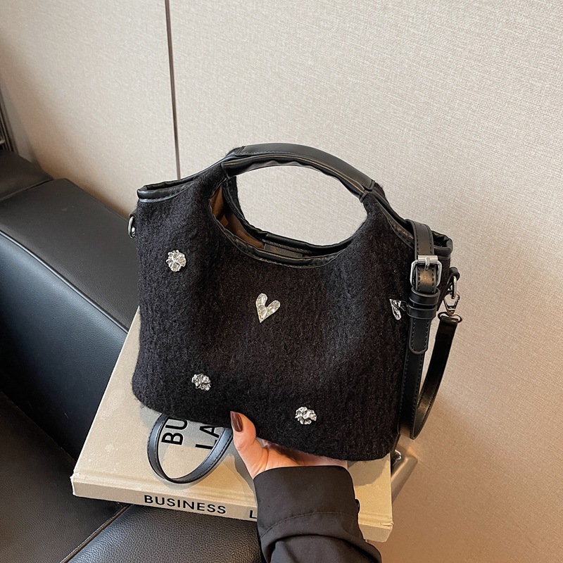 Women Shoulder Bag Niche Woolen Bag New Fashion Versatile Crossbody Bag Handbag Daily Trendy Triple Black Brown Grey Free shipping