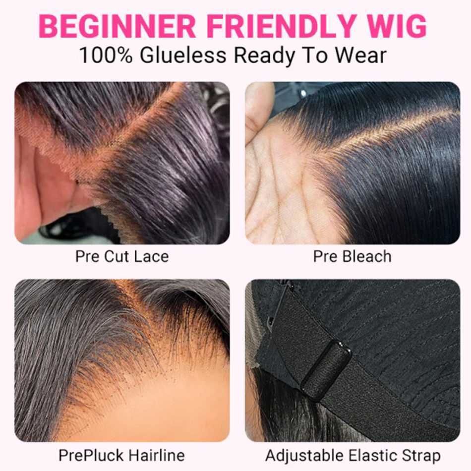 Glueless 13x4 Straight Lace Frontal Bob Wig Pre Plucked 4x4 Human Hair Wigs Brazilian Remy Bone Straight Short Bob Wig For WomenXJ241227