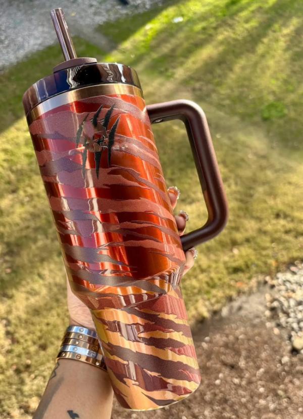 Christmas Floral Tyla 40oz Mugs outdoor camping travel Car cups H2.0 Coffee Stainless Steel Tumblers with Silicone handle Valentines Day Gifts US Stock 1216